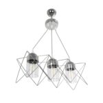 GLOBOSTAR® PLEX 202-0039 Μοντέρνο Κρεμαστό Φωτιστικό Οροφής με Ντουί 3 x E27 AC 220-240V IP20 - Ασημί & Διάφανο - Μ56 x Π17 x Υ24cm