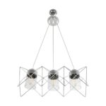 GLOBOSTAR® PLEX 202-0039 Μοντέρνο Κρεμαστό Φωτιστικό Οροφής με Ντουί 3 x E27 AC 220-240V IP20 - Ασημί & Διάφανο - Μ56 x Π17 x Υ24cm - Image 5
