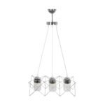 GLOBOSTAR® PLEX 202-0039 Μοντέρνο Κρεμαστό Φωτιστικό Οροφής με Ντουί 3 x E27 AC 220-240V IP20 - Ασημί & Διάφανο - Μ56 x Π17 x Υ24cm - Image 6