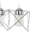 GLOBOSTAR® PLEX 202-0039 Μοντέρνο Κρεμαστό Φωτιστικό Οροφής με Ντουί 3 x E27 AC 220-240V IP20 - Ασημί & Διάφανο - Μ56 x Π17 x Υ24cm - Image 7