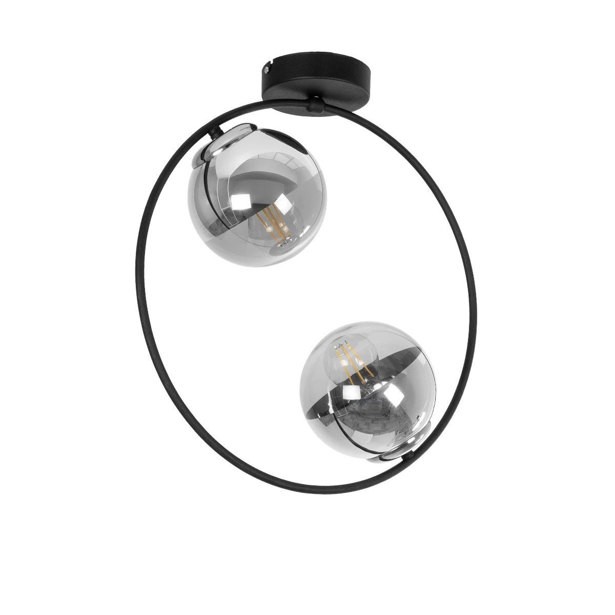 202_0040_0 GLOBOSTAR® CITY 202-0040 Μοντέρνο Φωτιστικό Οροφής με Ντουί 2 x E27 AC 220-240V IP20 - Διάφανο & Μαύρο - Μ45 x Π15 x Υ55cm - Image 1