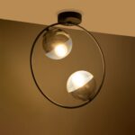 GLOBOSTAR® CITY 202-0040 Μοντέρνο Φωτιστικό Οροφής με Ντουί 2 x E27 AC 220-240V IP20 - Διάφανο & Μαύρο - Μ45 x Π15 x Υ55cm - Image 3