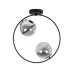 GLOBOSTAR® CITY 202-0040 Μοντέρνο Φωτιστικό Οροφής με Ντουί 2 x E27 AC 220-240V IP20 - Διάφανο & Μαύρο - Μ45 x Π15 x Υ55cm - Image 4