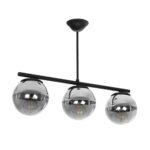 GLOBOSTAR® CITY 202-0043 Μοντέρνο Φωτιστικό Οροφής με Ντουί 3 x E27 AC 220-240V IP20 - Μαύρο & Μαύρο Φιμέ - Μ55 x Π15 x Υ43cm