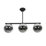 GLOBOSTAR® CITY 202-0043 Μοντέρνο Φωτιστικό Οροφής με Ντουί 3 x E27 AC 220-240V IP20 - Μαύρο & Μαύρο Φιμέ - Μ55 x Π15 x Υ43cm - Image 5