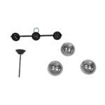 GLOBOSTAR® CITY 202-0043 Μοντέρνο Φωτιστικό Οροφής με Ντουί 3 x E27 AC 220-240V IP20 - Μαύρο & Μαύρο Φιμέ - Μ55 x Π15 x Υ43cm - Image 10