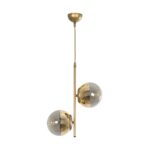 GLOBOSTAR® CITY 202-0044 Μοντέρνο Κρεμαστό Φωτιστικό Οροφής με Ντουί 2 x E27 AC 220-240V IP20 - Χρυσό & Διάφανο - Μ35 x Π16 x Υ42cm - Image 4