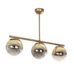 GLOBOSTAR® CITY 202-0045 Μοντέρνο Φωτιστικό Οροφής με Ντουί 3 x E27 AC 220-240V IP20 - Διάφανο & Χρυσό - Μ55 x Π15 x Υ43cm