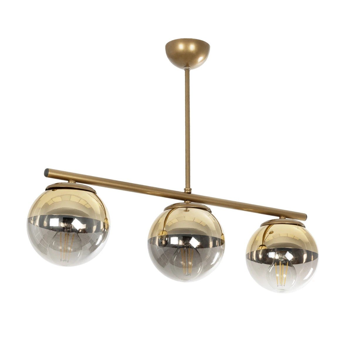 202_0045_0 GLOBOSTAR® CITY 202-0045 Μοντέρνο Φωτιστικό Οροφής με Ντουί 3 x E27 AC 220-240V IP20 - Διάφανο & Χρυσό - Μ55 x Π15 x Υ43cm - Image 1