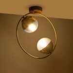 GLOBOSTAR® CITY 202-0046 Μοντέρνο Φωτιστικό Οροφής με Ντουί 2 x E27 AC 220-240V IP20 - Διάφανο & Χρυσό - Μ45 x Π15 x Υ55cm - Image 3