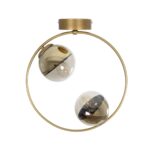 GLOBOSTAR® CITY 202-0046 Μοντέρνο Φωτιστικό Οροφής με Ντουί 2 x E27 AC 220-240V IP20 - Διάφανο & Χρυσό - Μ45 x Π15 x Υ55cm - Image 6