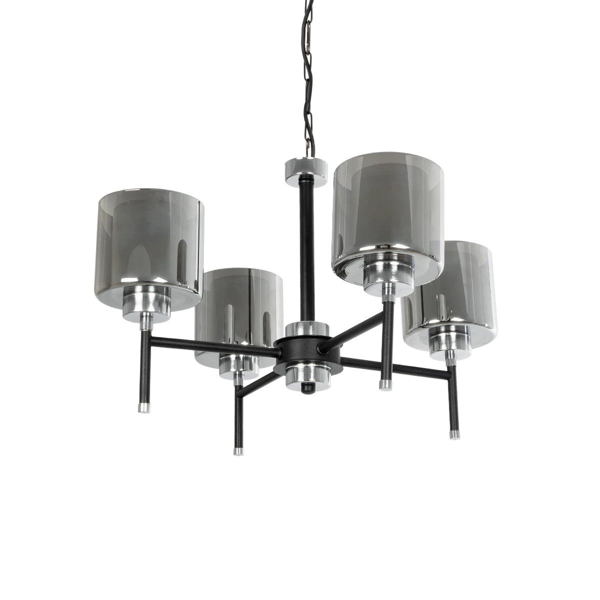 202_0056_0 GLOBOSTAR® SHORD 202-0056 Μοντέρνο Κρεμαστό Φωτιστικό Οροφής με Ντουί 4 x E27 AC 220-240V IP20 - Μαύρο & Μαύρο Φιμέ - Μ57 x Π57 x Υ37cm - Image 1