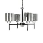 GLOBOSTAR® SHORD 202-0056 Μοντέρνο Κρεμαστό Φωτιστικό Οροφής με Ντουί 4 x E27 AC 220-240V IP20 - Μαύρο & Μαύρο Φιμέ - Μ57 x Π57 x Υ37cm - Image 5