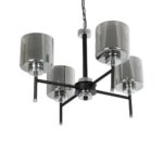 GLOBOSTAR® SHORD 202-0056 Μοντέρνο Κρεμαστό Φωτιστικό Οροφής με Ντουί 4 x E27 AC 220-240V IP20 - Μαύρο & Μαύρο Φιμέ - Μ57 x Π57 x Υ37cm - Image 6