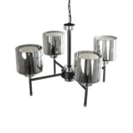 GLOBOSTAR® SHORD 202-0056 Μοντέρνο Κρεμαστό Φωτιστικό Οροφής με Ντουί 4 x E27 AC 220-240V IP20 - Μαύρο & Μαύρο Φιμέ - Μ57 x Π57 x Υ37cm - Image 7