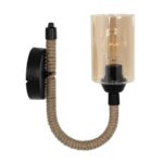 GLOBOSTAR® RIFT 203-0002 Vintage Φωτιστικό Τοίχου - Απλίκα με Ντουί 1 x E27 AC 220-240V IP20 - Μαύρο & Μπεζ - Μ12 x Π24 x Υ31cm - Image 5