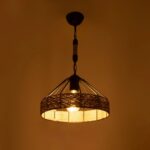 GLOBOSTAR® ZION 203-0003 Vintage Κρεμαστό Φωτιστικό Οροφής με Ντουί 1 x E27 AC 220-240V IP20 - Μαύρο & Μπεζ - Μ33 x Π33 x Υ29cm - Image 3