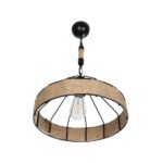 GLOBOSTAR® ZION 203-0003 Vintage Κρεμαστό Φωτιστικό Οροφής με Ντουί 1 x E27 AC 220-240V IP20 - Μαύρο & Μπεζ - Μ33 x Π33 x Υ29cm - Image 5