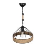 GLOBOSTAR® ZION 203-0003 Vintage Κρεμαστό Φωτιστικό Οροφής με Ντουί 1 x E27 AC 220-240V IP20 - Μαύρο & Μπεζ - Μ33 x Π33 x Υ29cm - Image 6