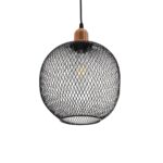 GLOBOSTAR® WIRE 203-0004 Μοντέρνο Κρεμαστό Φωτιστικό Οροφής με Ντουί 1 x E27 AC 220-240V IP20 - Μαύρο & Χάλκινο - Μ25 x Π25 x Υ30cm