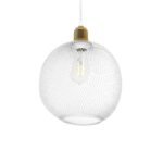 GLOBOSTAR® WIRE 203-0005 Μοντέρνο Κρεμαστό Φωτιστικό Οροφής με Ντουί 1 x E27 AC 220-240V IP20 - Λευκό & Χρυσό - Μ25 x Π25 x Υ30cm - Image 2