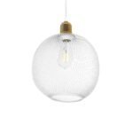 GLOBOSTAR® WIRE 203-0005 Μοντέρνο Κρεμαστό Φωτιστικό Οροφής με Ντουί 1 x E27 AC 220-240V IP20 - Λευκό & Χρυσό - Μ25 x Π25 x Υ30cm