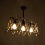 GLOBOSTAR® GATSBY 203-0006 Vintage Κρεμαστό Φωτιστικό Οροφής με Ντουί 3 x E27 AC 220-240V IP20 - Μαύρο & Μπεζ - Μ60 x Π28 x Υ22cm - Image 3