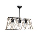 GLOBOSTAR® GATSBY 203-0006 Vintage Κρεμαστό Φωτιστικό Οροφής με Ντουί 3 x E27 AC 220-240V IP20 - Μαύρο & Μπεζ - Μ60 x Π28 x Υ22cm - Image 4