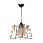 GLOBOSTAR® GATSBY 203-0007 Vintage Κρεμαστό Φωτιστικό Οροφής με Ντουί 1 x E27 AC 220-240V IP20 - Μαύρο & Μπεζ - Μ25 x Π25 x Υ25cm - Image 4