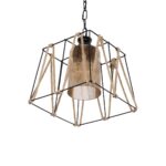 GLOBOSTAR® GATSBY 203-0007 Vintage Κρεμαστό Φωτιστικό Οροφής με Ντουί 1 x E27 AC 220-240V IP20 - Μαύρο & Μπεζ - Μ25 x Π25 x Υ25cm - Image 6