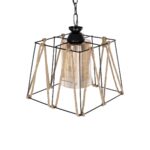 GLOBOSTAR® GATSBY 203-0007 Vintage Κρεμαστό Φωτιστικό Οροφής με Ντουί 1 x E27 AC 220-240V IP20 - Μαύρο & Μπεζ - Μ25 x Π25 x Υ25cm - Image 7