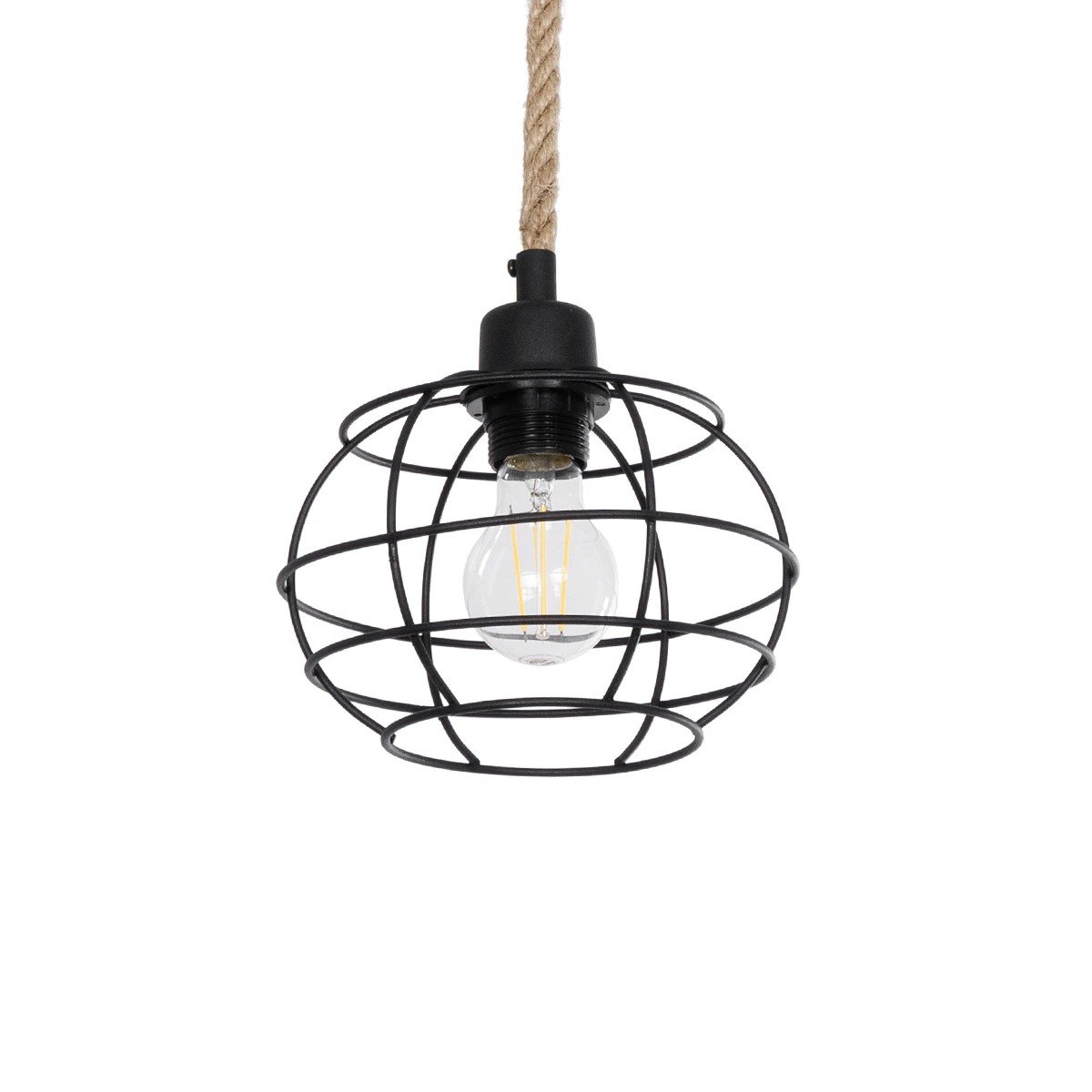 203_0008_0 GLOBOSTAR® TALAH 203-0008 Vintage Κρεμαστό Φωτιστικό Οροφής με Ντουί 1 x E27 AC 220-240V IP20 - Μαύρο & Μπεζ - Μ20 x Π20 x Υ20cm - Image 1