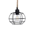 GLOBOSTAR® TALAH 203-0008 Vintage Κρεμαστό Φωτιστικό Οροφής με Ντουί 1 x E27 AC 220-240V IP20 - Μαύρο & Μπεζ - Μ20 x Π20 x Υ20cm - Image 5