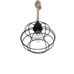 GLOBOSTAR® TALAH 203-0008 Vintage Κρεμαστό Φωτιστικό Οροφής με Ντουί 1 x E27 AC 220-240V IP20 - Μαύρο & Μπεζ - Μ20 x Π20 x Υ20cm - Image 6