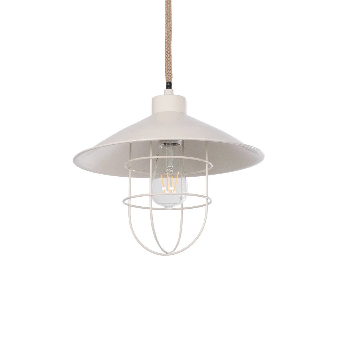 203_0010_0 GLOBOSTAR® TULUB 203-0010 Vintage Κρεμαστό Φωτιστικό Οροφής με Ντουί 1 x E27 AC 220-240V IP20 - Λευκό & Μπεζ - Μ33 x Π33 x Υ30cm - Image 1