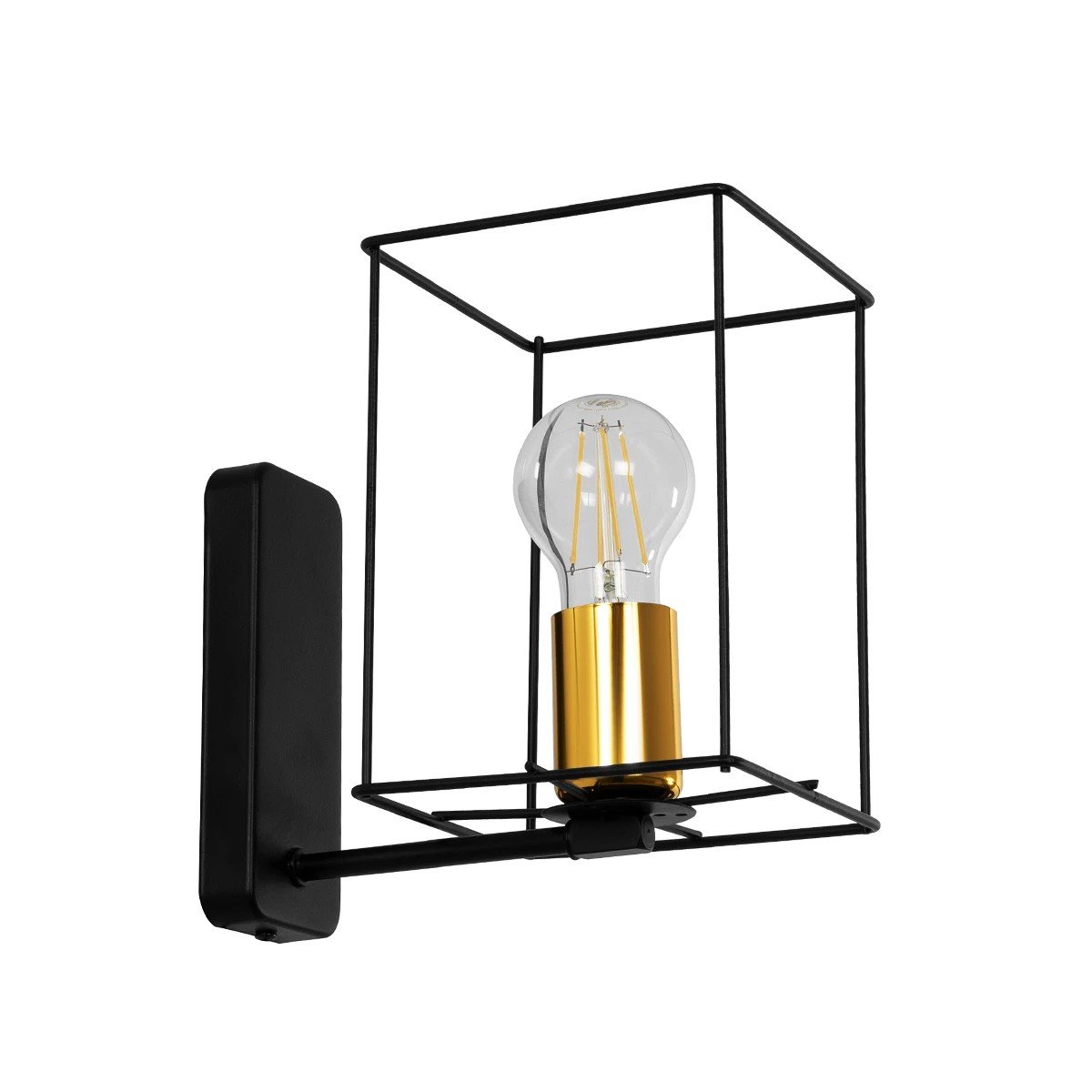 203_0012_0 GLOBOSTAR® CYRA 203-0012 Μοντέρνο Φωτιστικό Τοίχου - Απλίκα με Ντουί 1 x E27 AC 220-240V IP20 - Μαύρο & Χρυσό - Μ14 x Π21 x Υ22cm - Image 1
