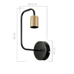 GLOBOSTAR® JUNO 203-0013 Μοντέρνο Φωτιστικό Τοίχου - Απλίκα με Ντουί 1 x E27 AC 220-240V IP20 - Μαύρο & Χρυσό - Μ18.5 x Π18.5 x Υ28cm - Image 3