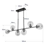 GLOBOSTAR® LATTICE 203-0016 Μοντέρνο Φωτιστικό Οροφής με Ντουί 6 x E27 AC 220-240V IP20 - Μαύρο & Μπρούτζινο - Μ120 x Π15 x Υ32cm - Image 12