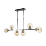 GLOBOSTAR® LATTICE 203-0016 Μοντέρνο Φωτιστικό Οροφής με Ντουί 6 x E27 AC 220-240V IP20 - Μαύρο & Μπρούτζινο - Μ120 x Π15 x Υ32cm - Image 4