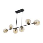 GLOBOSTAR® LATTICE 203-0016 Μοντέρνο Φωτιστικό Οροφής με Ντουί 6 x E27 AC 220-240V IP20 - Μαύρο & Μπρούτζινο - Μ120 x Π15 x Υ32cm - Image 5