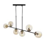 GLOBOSTAR® LATTICE 203-0016 Μοντέρνο Φωτιστικό Οροφής με Ντουί 6 x E27 AC 220-240V IP20 - Μαύρο & Μπρούτζινο - Μ120 x Π15 x Υ32cm - Image 6