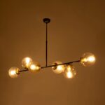 GLOBOSTAR® LATTICE 203-0017 Μοντέρνο Φωτιστικό Οροφής με Ντουί 6 x E27 AC 220-240V IP20 - Μαύρο & Μπρούτζινο - Μ120 x Π32 x Υ32cm - Image 3