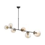 GLOBOSTAR® LATTICE 203-0017 Μοντέρνο Φωτιστικό Οροφής με Ντουί 6 x E27 AC 220-240V IP20 - Μαύρο & Μπρούτζινο - Μ120 x Π32 x Υ32cm - Image 6