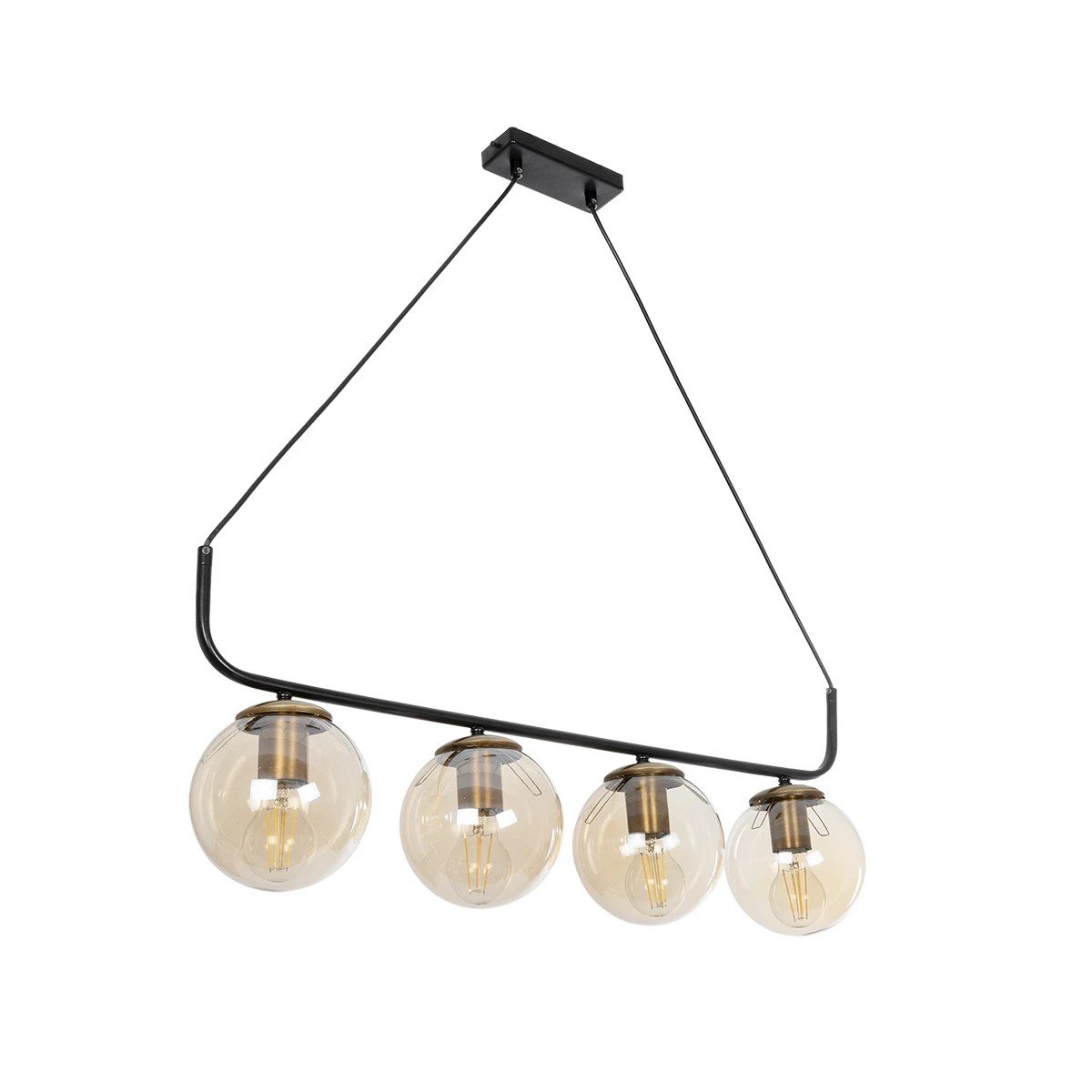 203_0018_0 GLOBOSTAR® LATTICE 203-0018 Μοντέρνο Κρεμαστό Φωτιστικό Οροφής με Ντουί 4 x E27 AC 220-240V IP20 - Μαύρο & Μπρούτζινο - Μ78 x Π15 x Υ81cm - Image 1