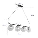 GLOBOSTAR® LATTICE 203-0018 Μοντέρνο Κρεμαστό Φωτιστικό Οροφής με Ντουί 4 x E27 AC 220-240V IP20 - Μαύρο & Μπρούτζινο - Μ78 x Π15 x Υ81cm - Image 11