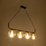 GLOBOSTAR® LATTICE 203-0018 Μοντέρνο Κρεμαστό Φωτιστικό Οροφής με Ντουί 4 x E27 AC 220-240V IP20 - Μαύρο & Μπρούτζινο - Μ78 x Π15 x Υ81cm - Image 3