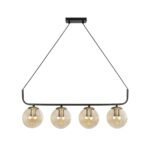 GLOBOSTAR® LATTICE 203-0018 Μοντέρνο Κρεμαστό Φωτιστικό Οροφής με Ντουί 4 x E27 AC 220-240V IP20 - Μαύρο & Μπρούτζινο - Μ78 x Π15 x Υ81cm - Image 4