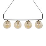 GLOBOSTAR® LATTICE 203-0018 Μοντέρνο Κρεμαστό Φωτιστικό Οροφής με Ντουί 4 x E27 AC 220-240V IP20 - Μαύρο & Μπρούτζινο - Μ78 x Π15 x Υ81cm - Image 7