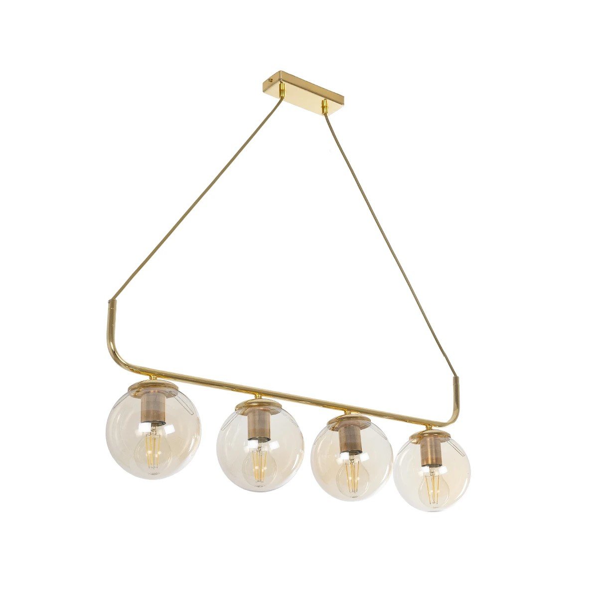 203_0019_0 GLOBOSTAR® LATTICE 203-0019 Μοντέρνο Κρεμαστό Φωτιστικό Οροφής με Ντουί 4 x E27 AC 220-240V IP20 - Χρυσό - Μ78 x Π15 x Υ81cm - Image 1