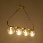 GLOBOSTAR® LATTICE 203-0019 Μοντέρνο Κρεμαστό Φωτιστικό Οροφής με Ντουί 4 x E27 AC 220-240V IP20 - Χρυσό - Μ78 x Π15 x Υ81cm - Image 3